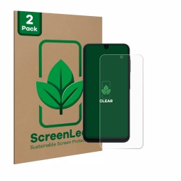 Vorderseite einer Produktverpackung mit dem Markenlogo ScreenLeaf. Daneben ist das Gerät Samsung Galaxy A16 5G mit dem zugehör