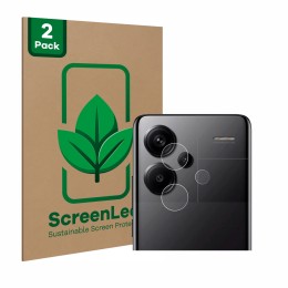 Parte frontal de un envase de producto con el logotipo de la marca ScreenLeaf. Al lado se muestra el dispositivo Xiaomi Redmi 