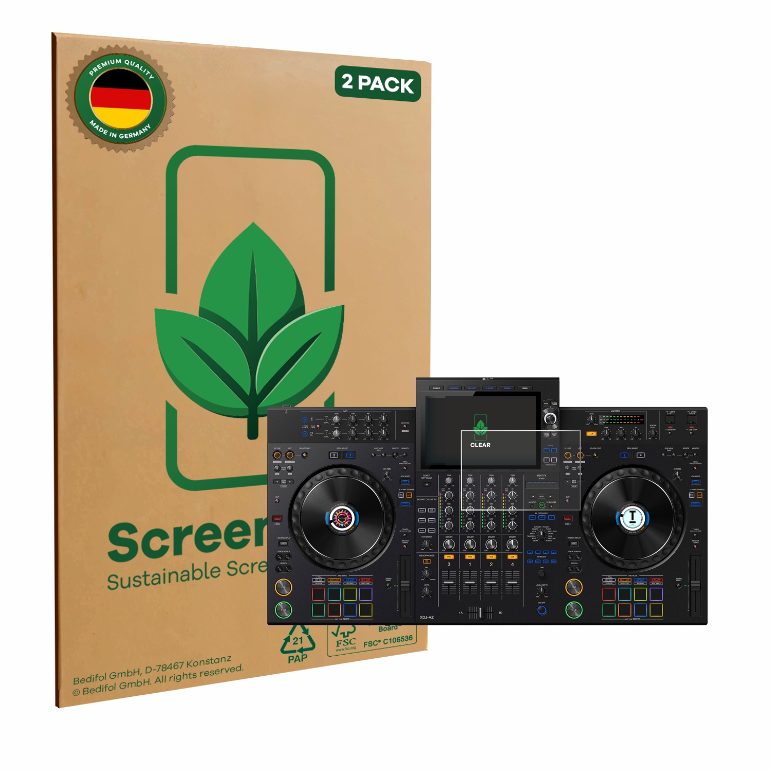 Film Protection Écran Pioneer XDJ-RX3 - Écologique, Transparent, Anti-Rayures - ScreenLeaf (2 Pièces)