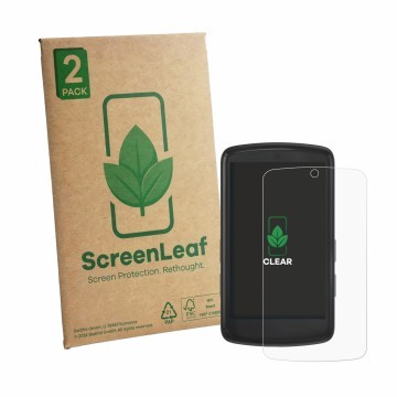 Face avant d’un emballage produit avec le logo de la marque ScreenLeaf. À côté, l’appareil Bryton Rider S810 est représenté av