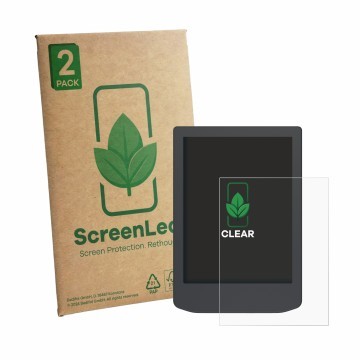 Parte frontale di una confezione del prodotto con il logo del marchio ScreenLeaf. Accanto è raffigurato il dispositivo PocketB
