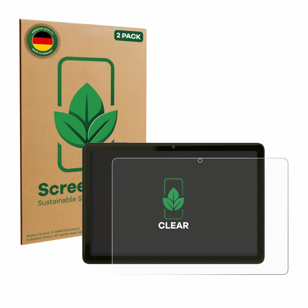 Parte frontale di una confezione del prodotto con il logo del marchio ScreenLeaf. Accanto è raffigurato il dispositivo VALE Ta