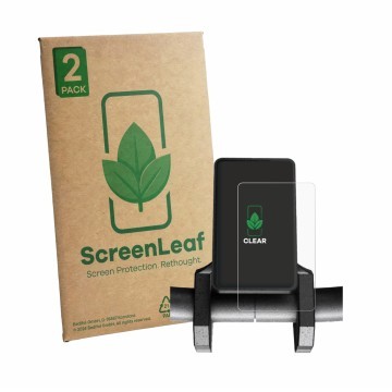 Face avant d’un emballage produit avec le logo de la marque ScreenLeaf. À côté, l’appareil Joyor S5 V2 est représenté avec la 