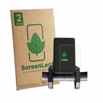 Parte frontale di una confezione del prodotto con il logo del marchio ScreenLeaf. Accanto è raffigurato il dispositivo Joyor S