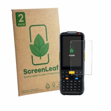 Face avant d’un emballage produit avec le logo de la marque ScreenLeaf. À côté, l’appareil Newland PT60 Narvalo est représenté