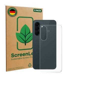 Face avant d’un emballage produit avec le logo de la marque ScreenLeaf. À côté, l’appareil Samsung Galaxy A37 5G (Arrière) est