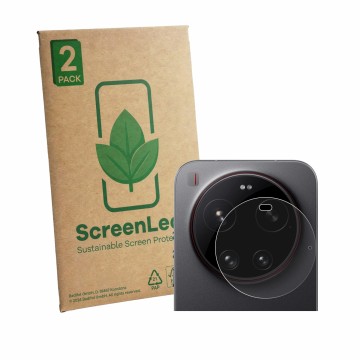 Face avant d’un emballage produit avec le logo de la marque ScreenLeaf. À côté, l’appareil Xiaomi 17 Ultra (Caméra UNIQUEMENT)