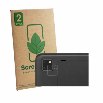 Face avant d’un emballage produit avec le logo de la marque ScreenLeaf. À côté, l’appareil Zebra ET401 10.1