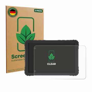 Parte frontal de un envase de producto con el logotipo de la marca ScreenLeaf. Al lado se muestra el dispositivo DMD T880X 8