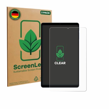 Parte frontale di una confezione del prodotto con il logo del marchio ScreenLeaf. Accanto è raffigurato il dispositivo Teclast