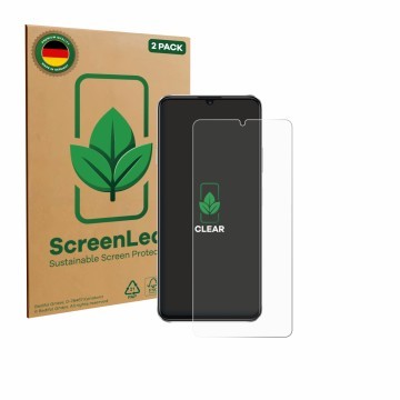 Face avant d’un emballage produit avec le logo de la marque ScreenLeaf. À côté, l’appareil Huawei Nova Y72S est représenté ave