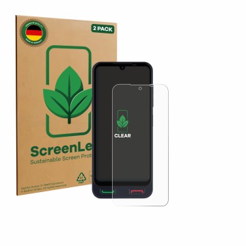 Vorderseite einer Produktverpackung mit dem Markenlogo ScreenLeaf. Daneben ist das Gerät SPC Zeus 2 Pro mit dem zugehörigen Di