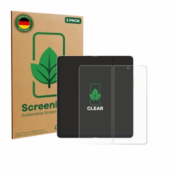 Parte frontale di una confezione del prodotto con il logo del marchio ScreenLeaf. Accanto è raffigurato il dispositivo Honor M