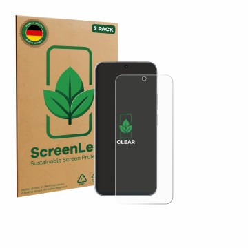 Parte frontal de un envase de producto con el logotipo de la marca ScreenLeaf. Al lado se muestra el dispositivo Huawei Nova 1