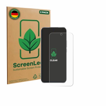 Parte frontal de un envase de producto con el logotipo de la marca ScreenLeaf. Al lado se muestra el dispositivo Huawei Nova 1