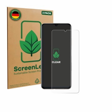 Face avant d’un emballage produit avec le logo de la marque ScreenLeaf. À côté, l’appareil Huawei Nova Y71 est représenté avec