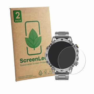 Parte frontal de un envase de producto con el logotipo de la marca ScreenLeaf. Al lado se muestra el dispositivo LIGE EF18 1.7