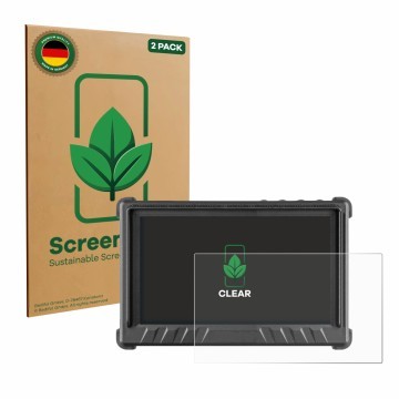 Face avant d’un emballage produit avec le logo de la marque ScreenLeaf. À côté, l’appareil Desview P5 II 5.5