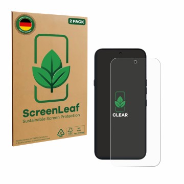 Vorderseite einer Produktverpackung mit dem Markenlogo ScreenLeaf. Daneben ist das Gerät Nothing Phone (4a) Pro mit dem zugehö
