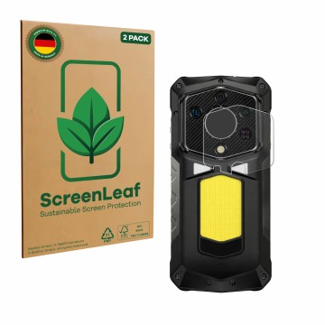 Parte frontale di una confezione del prodotto con il logo del marchio ScreenLeaf. Accanto è raffigurato il dispositivo Ulefone
