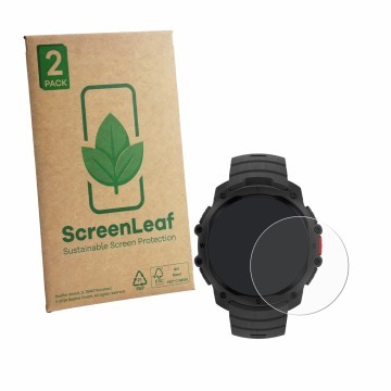 Parte frontale di una confezione del prodotto con il logo del marchio ScreenLeaf. Accanto è raffigurato il dispositivo Polar S