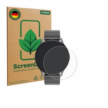 Vorderseite einer Produktverpackung mit dem Markenlogo ScreenLeaf. Daneben ist das Gerät Dremac FV21 1.43