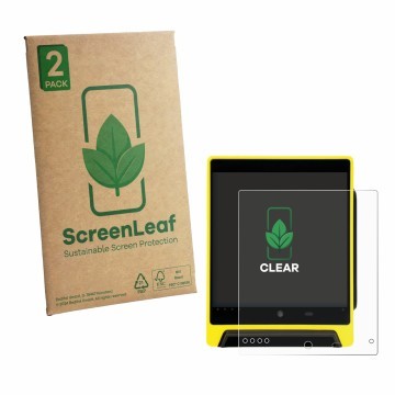 Vorderseite einer Produktverpackung mit dem Markenlogo ScreenLeaf. Daneben ist das Gerät Nayax VPOS Media 4 mit dem zugehörige