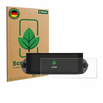 Front side of a product packaging with the brand logo ScreenLeaf. Next to it is the device Essgoo Android Autoradio 6.86