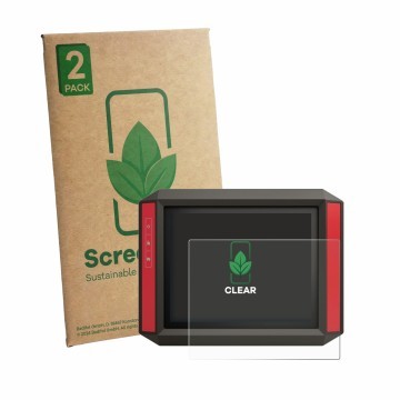 Vorderseite einer Produktverpackung mit dem Markenlogo ScreenLeaf. Daneben ist das Gerät Müller Elektronik TRACK‑Guide III mit