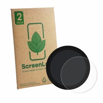 Vorderseite einer Produktverpackung mit dem Markenlogo ScreenLeaf. Daneben ist das Gerät Shearwater NERD 2 dive computer mit d