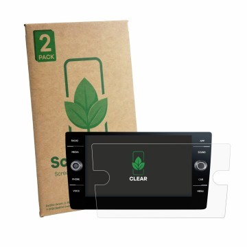 Vorderseite einer Produktverpackung mit dem Markenlogo ScreenLeaf. Daneben ist das Gerät Volkswagen T6.1 California Discover M