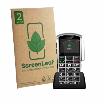 Vorderseite einer Produktverpackung mit dem Markenlogo ScreenLeaf. Daneben ist das Gerät Artfone A400 Pro 4G mit dem zugehörig