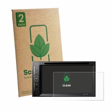 Vorderseite einer Produktverpackung mit dem Markenlogo ScreenLeaf. Daneben ist das Gerät Pioneer DMH-A240DAB mit dem zugehörig