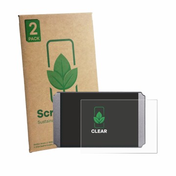 Front side of a product packaging with the brand logo ScreenLeaf. Next to it is the device Windmeile KT-LCD8H shown with the c