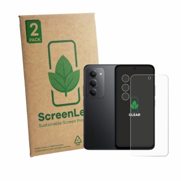 Vorderseite einer Produktverpackung mit dem Markenlogo ScreenLeaf. Daneben ist das Gerät Xiaomi Poco M8s (Display+Kamera) mit 