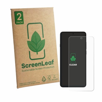 Vorderseite einer Produktverpackung mit dem Markenlogo ScreenLeaf. Daneben ist das Gerät Oppo Find X9 Ultra mit dem zugehörige