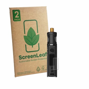 Front side of a product packaging with the brand logo ScreenLeaf. Next to it is the device Innokin LiMAX Kit shown with the co