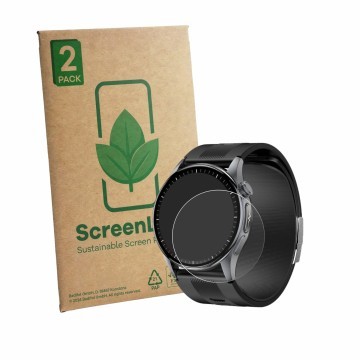 Parte frontal de un envase de producto con el logotipo de la marca ScreenLeaf. Al lado se muestra el dispositivo Knauermann Pr