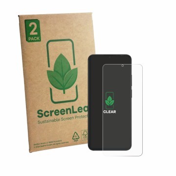 Vorderseite einer Produktverpackung mit dem Markenlogo ScreenLeaf. Daneben ist das Gerät Blackview Wave 10 mit dem zugehörigen