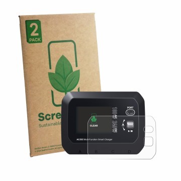 Vorderseite einer Produktverpackung mit dem Markenlogo ScreenLeaf. Daneben ist das Gerät SkyRc Q100 Neo mit dem zugehörigen Di