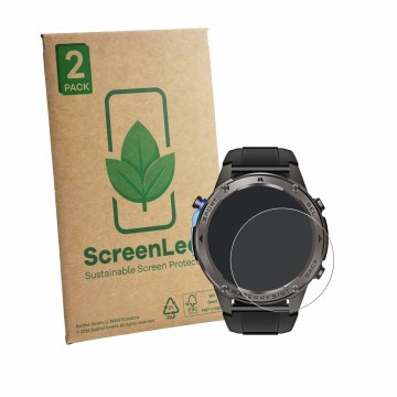 Vorderseite einer Produktverpackung mit dem Markenlogo ScreenLeaf. Daneben ist das Gerät Kardena Care GPS mit dem zugehörigen 
