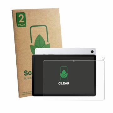 Face avant d’un emballage produit avec le logo de la marque ScreenLeaf. À côté, l’appareil Samsung Galaxy Tab S10 Lite (Avant+