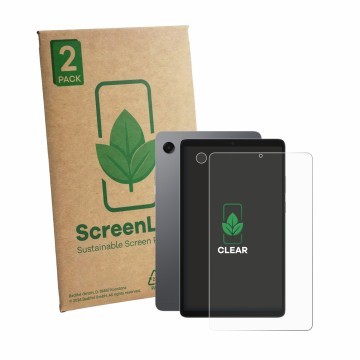 Vorderseite einer Produktverpackung mit dem Markenlogo ScreenLeaf. Daneben ist das Gerät Samsung Galaxy Tab A11 8.7