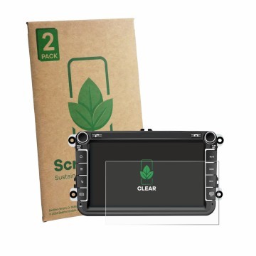 Vorderseite einer Produktverpackung mit dem Markenlogo ScreenLeaf. Daneben ist das Gerät M.I.C. AV8V7-Ultra mit dem zugehörige