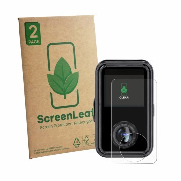Parte frontale di una confezione del prodotto con il logo del marchio ScreenLeaf. Accanto è raffigurato il dispositivo Vantrue