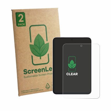 Vorderseite einer Produktverpackung mit dem Markenlogo ScreenLeaf. Daneben ist das Gerät Oppo Pad Mini mit dem zugehörigen Dis