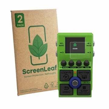 Parte frontale di una confezione del prodotto con il logo del marchio ScreenLeaf. Accanto è raffigurato il dispositivo Zoom MS