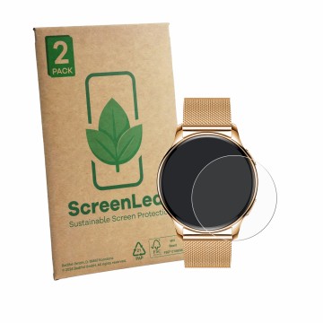 Face avant d’un emballage produit avec le logo de la marque ScreenLeaf. À côté, l’appareil Siltcon Aurea SI151 est représenté 
