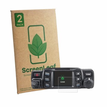 Face avant d’un emballage produit avec le logo de la marque ScreenLeaf. À côté, l’appareil Albrecht AE 5900 Mini est représent