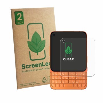 Parte frontale di una confezione del prodotto con il logo del marchio ScreenLeaf. Accanto è raffigurato il dispositivo Unihert